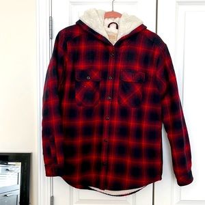 Red Plaid fur lined jacket by Boston Traders Size M Lightly worn